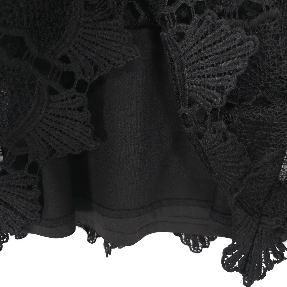 Anthropologie Maeve Top Size XS Auralis‎ Black Lace Eyelet Studded Beaded Sheer